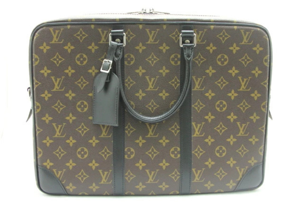 LOUIS VUITTON Port Documents Voyage Business Bag Monogram Macassar Brown Strap